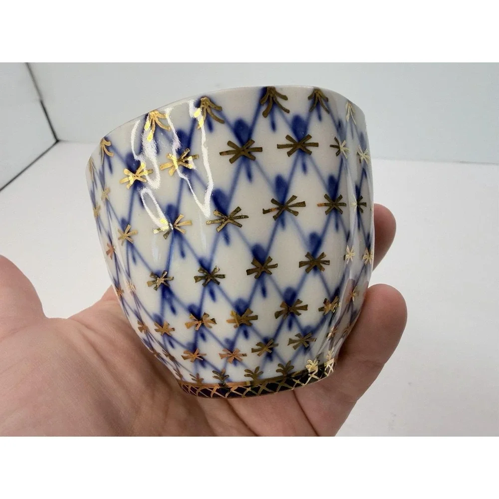 Lomonosov Cobalt Blue Net Mini Open‎ Sugar Bowl Porcelain Russia